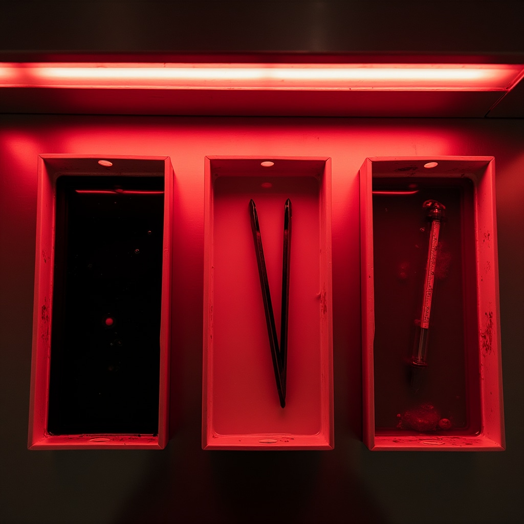 Vasche di chimica per sviluppo fotografico in camera oscura